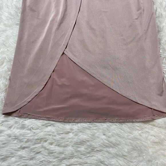 Asos Dress Satin Stretch Champagne Pink Size 4 Small Maxi Sleeveless Beaded - Picture 8 of 15